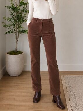 J. Crew Kallie Velvet Brown Corduroy Pants | Straight Leg | Career | Size 6 Tall